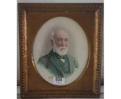 Monogramed OM - "Portrait of a bearded man" - 7" x 6" 