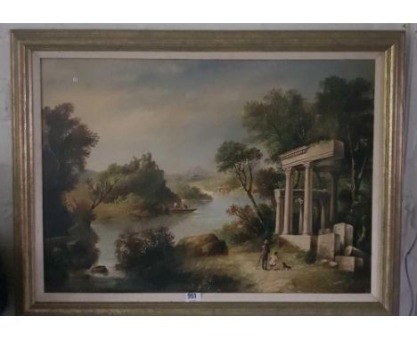 R. Pembery - "Figure in a classical landscape" - 18" x 25" 
