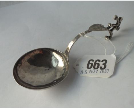 A plain Dutch caddy spoon with heart motif 