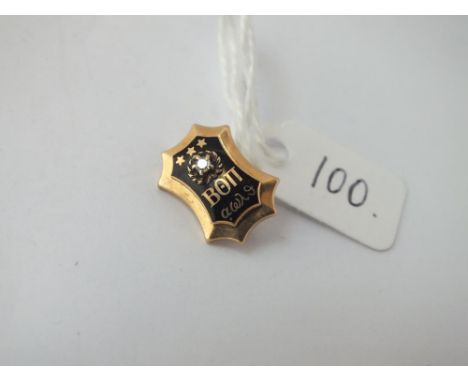 A small gold enamel and diamond brooch in high carat gold - 3.6gms.
