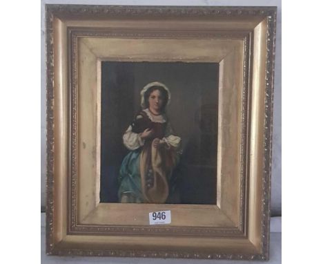 Victorian school - "Three quarter length portrait of girl" - 8" x 6.5" 
