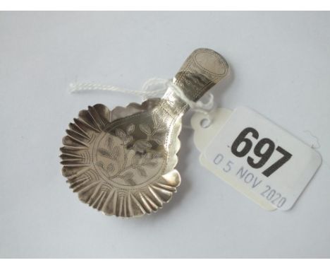A caddy spoon with engraved bowl. B'ham 1825 by IB