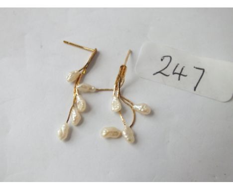 A pair of 9ct &amp; pearl drop earrings