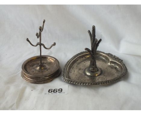 Two ring trees, one on a heart shaped base. B'ham 1904 by S &amp; B