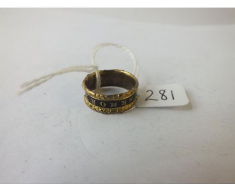 A antique metal &amp; enamel memorial ring (a/f)