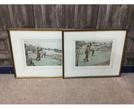 HENRY WILKINSON, PUTTING, AND DRIVING coloured etchings, a pair, both signed in pencil each 28cm x 36cm&nbsp;Mounted and fram