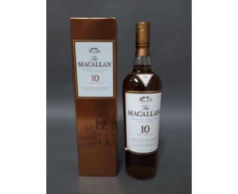 Macallan 10 year old Highland single malt Scotch whisky, Jerez sherry cask 700ml 40%. 