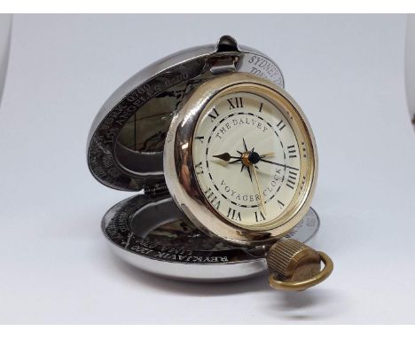 The Dalvey Voyager clock in shape of flask. 