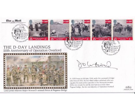 Day Taking of Pegasus Bridge FDC Signed by Major John Howard  who led the glider landing. 6 6 94 BFPS 2419 - Operation Overlo