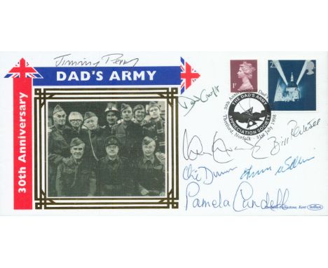 Dad's Army signed 30th Anniversary FDC with signatures from Bill Pertwee, Clive Dunn, Ian Lavender, Pamela Cundell, Frank Wil