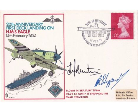 Rare 20th Anniv 1st  Deck Landing on HMS Eagle Signed Cdr E M Johnstone HMS Eagle. 14 Feb 72 - BFPS 1265 - 20th Anniversary o