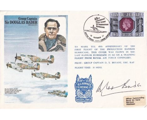 HA20c Sir Douglas Bader Signed by Gp Capt Sir Douglas Bader B of B Pilot. 12 Oct 77 BFPS 1593 40th Anniv 1st flight of produc
