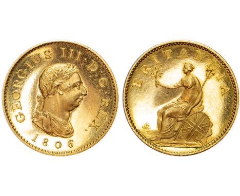 George III (1760-1820), Gilt Copper Proof Farthing, 1806, Soho Mint, early period, laureate and draped bust right, incuse lin