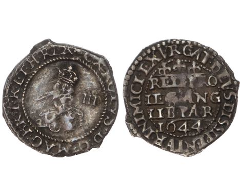 Crowned bust left (by Rawlins), III behind, ‘R’ below bust, rev. Declaration with three lis above and date below, 1.44gm. (Br