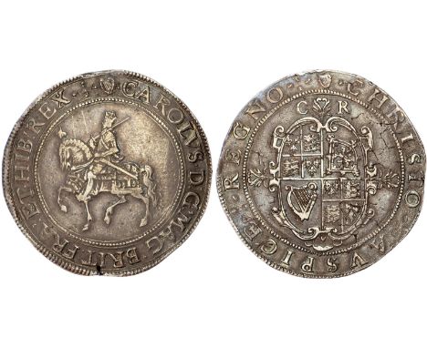 Charles I&nbsp;(1625-49), Crown, Tower mint, group II, type 2a, mm. harp (1632-1633), crowned figure of king on horseback l.,