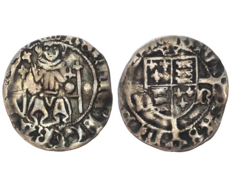 ‘Sovereign’ type, Henry VII enthroned, holding orb and sceptre, throne with two pillars, +HENRIC DI GRA REX ANG, rev. Long cr