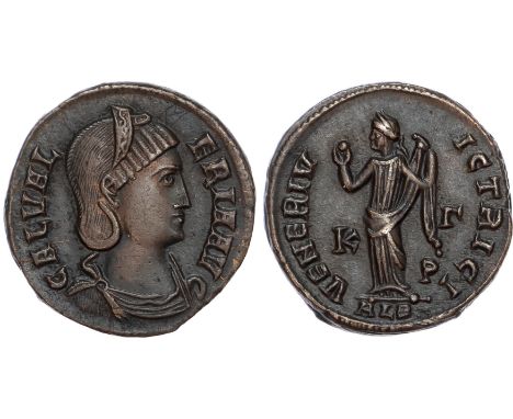 Diademed and draped bust right. Rev. Venus facing left, holding apple and raising drapery, K – r across fields. (RIC 110). Ab