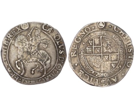 Gp. II, 2nd. Horseman, mm Portcullis – 1633/34. King riding left on high-stepping horse, sword over shoulder, rev. Oval, garn