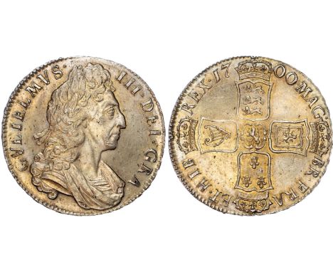 William III (1694?1702), Crown, 1700, edge DVODECIMO, third laureate and draped bust variety right, long thin tie ends, tooth