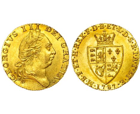 George III (1760-1820) 'Spade' Guinea, 1787. Fifth laureate head right. Rev, crowned 'spade' shield, seven strings to Irish h