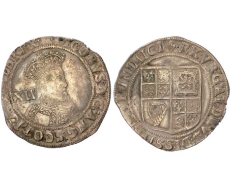 Tower mint, mm: Lis – 1604/05. Second crowned and armoured bust right with pointed beard, XII behind, rev. Square-topped shie