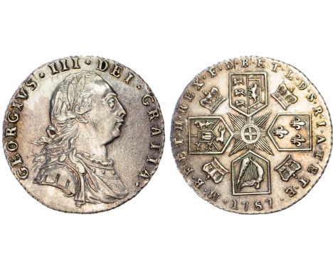 George III (1760-1820), Sixpence, 1787, young laureate, draped and cuirassed bust right, stop above head, rev. four crowned s