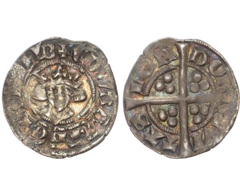 Crowned facing head, +EDWAR R ANGL DNS HYB, rev, Long cross pattée with three pellets in each angle, CIVITAS LONDON, 1.36gm (