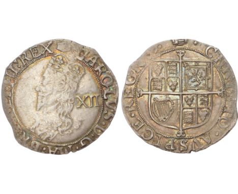 Tower (under King), mm: Tun -1636/38. Fifth crowned and draped narrow bust left, with single arch, falling lace collar, large
