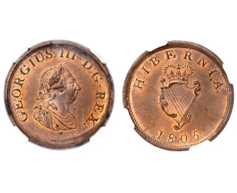 Laureate and draped bust right, K below, toothed border destroyed from 2 o’clock to 7 o’clock . Rev, crowned harp, date below