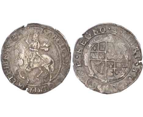 Tower (under King), mm: Triangle-in-circle – 1639/40. Fourth Equestrian Portrait of King (foreshortened horse) left, brandish