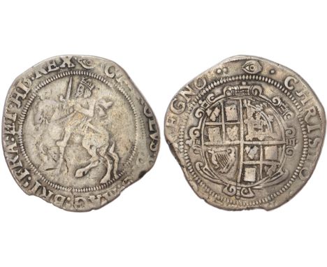 Tower (under Parliament), mm: Eye – 1645. Third Equestrian Portrait of King) left, brandishing upright sword, sash ends flyin