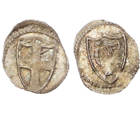 St. George's Cross arms, rev. Irish harp. 0.25gm. (ESC 2363; Bull 230; N 2730; S 3223). Extremely Fine, some original lustre 