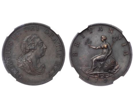 Small laureate and draped bust right, K. on shoulder, flaw in drapery, toothed border both sides. Rev, Britannia seated left 