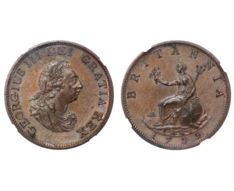Small laureate and draped bust right, K. on shoulder, flaw in drapery, toothed border both sides. Rev, Britannia seated left 