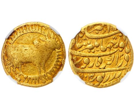India, Mughal Empire, Jahangir (AH 1014-1037 / 1605-1627 AD), gold Mohur, Zodiac type, month of Ardibihisht, Class A, AH 1030