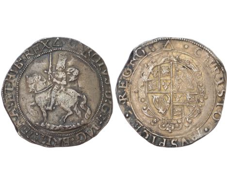 Tower (under King), mm: Triangle – 1641/43. Third Equestrian Portrait of King left, brandishing upright sword, sash flying be