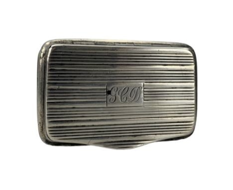 Early 19th century silver snuff box, the gilded interior with a later inscription 5.5cm x 3.5cm