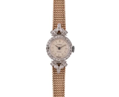 Cortebert, a lady's two colour and diamond bracelet wristwatch, circa 1963, manual wind movement, 17 jewels, cal. ETA 2412, s