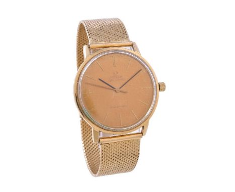 Omega, Seamaster, an 18 carat gold bracelet wristwatch, no. 165008, circa 1965, automatic movement, 24 jewels, adjusted to 2 