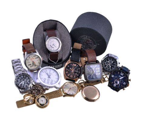 A collection of assorted watches, to include examples by Casio, Diesel, Fossil, Lorus, Rotary Timex. All recommended for spar