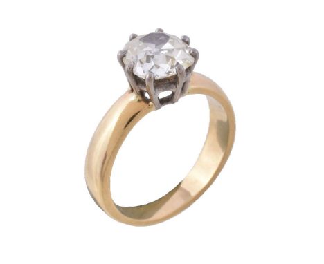 A diamond single stone ring, the old cushion cut diamond, weighing 2.67 carats, in a claw setting, finger size Q