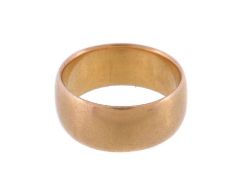 A late Victorian 22 carat gold ring, of plain polished form, stamped 22 with full Birmingham hallmarks for 1894, finger size 