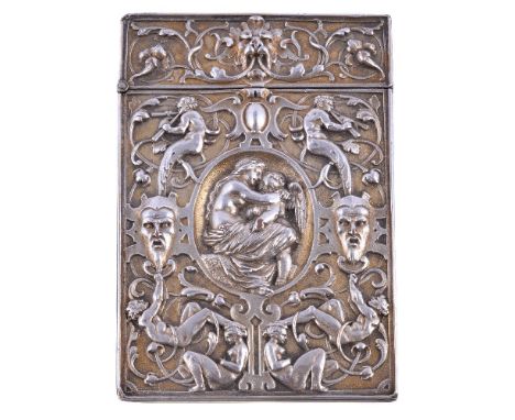A mid Victorian parcel gilt electrotype rectangular card case by Elkington & Co., stamped 549 Elkington & Co. X, circa 1855, 