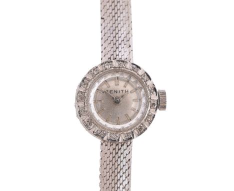 Zenith, a lady's 18 carat white gold and diamond bracelet wristwatch, circa 1968, manual wind movement, 17 jewels, cal. 1110,