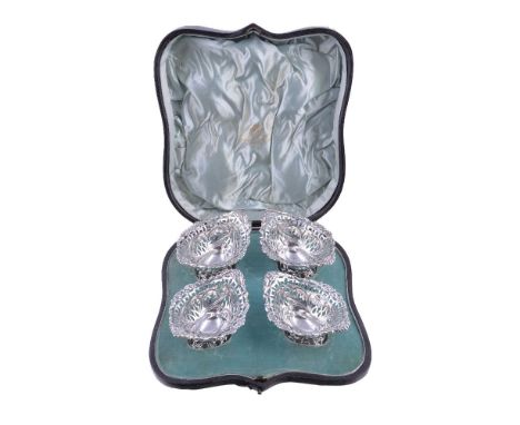 A set of four late Victorian silver navette shape sweet dishes by Phineas Harris Levi, London 1894, 10cm (4in) long, 113g (3.
