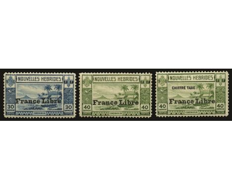 French Issues: 1941 Adherence to General de Gaulle, "France Libre" set of 12 to 10f violet and blue (SG F65/76) and postage d