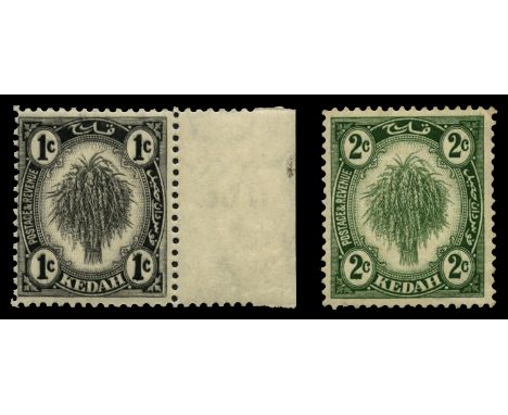 1938-40 1c black and 2c bright green redrawn designs (SG 68a, 69), former u/m with typical light gum toning, latter lightly h