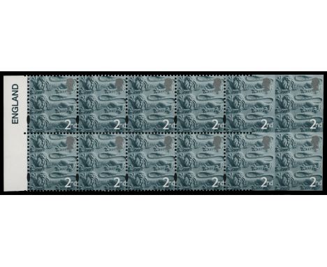 Regionals - England: 2001 2nd slate-green and silver, l/h marginal block of 12 (6x2) the sixth pair completely imperforate an