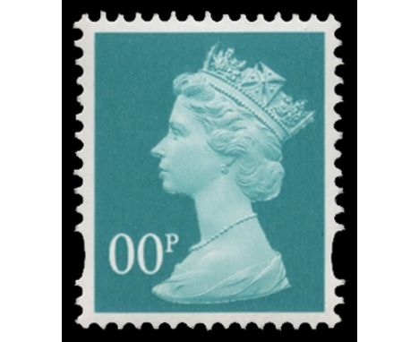 C1993 Photo, gummed and perforated trial in turquoise-green (as 64p SG Y1733) but denominated '00p' and without phosphor, u/m