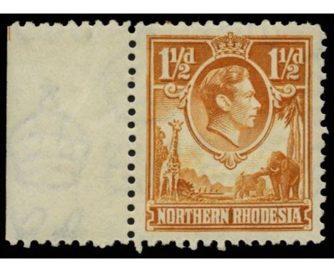1938 1½d yellow-brown, l/h marginal example, showing P1  R. 7/1 'Tick bid flaw' (SG30b), fine u/m cat £200